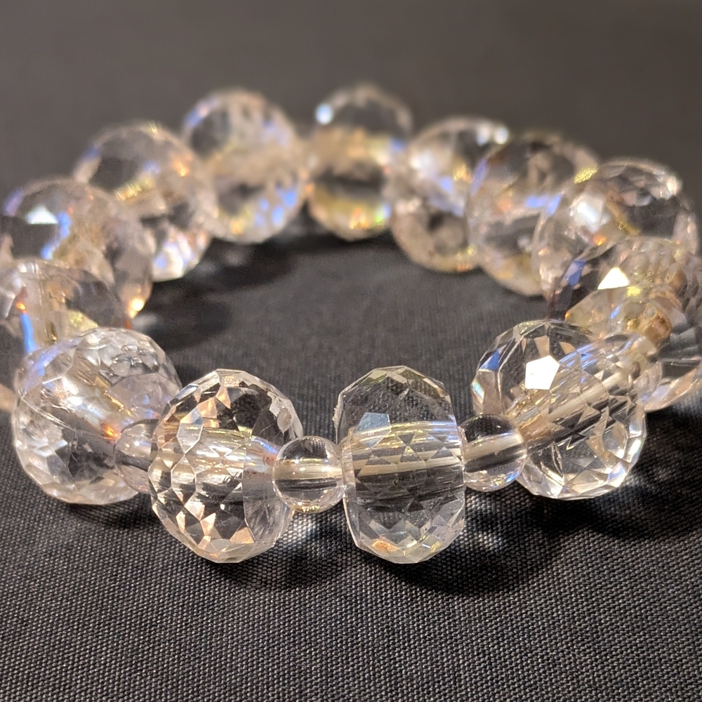 Vintage Chunky Clear Sparkly Lucite Beaded Bracelet